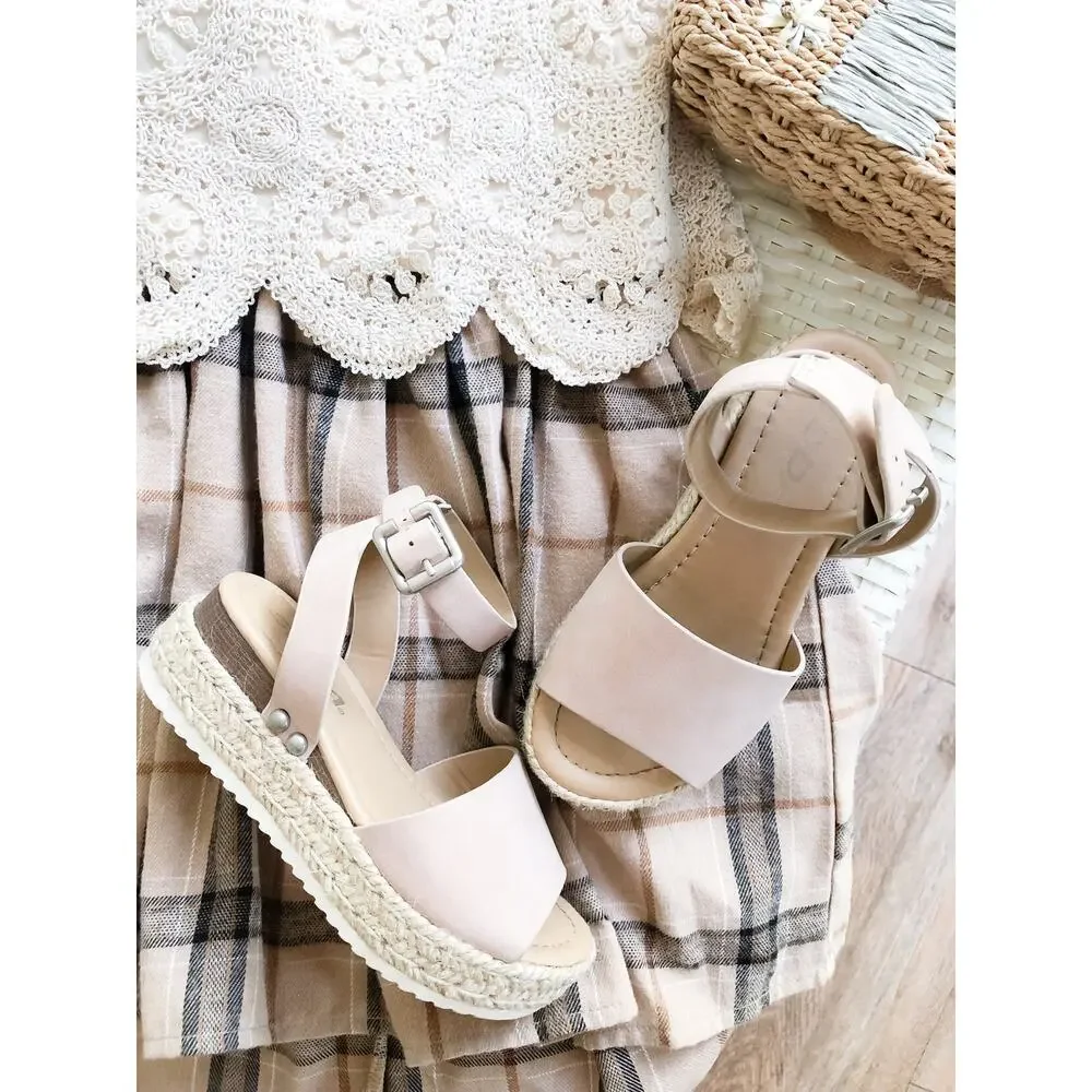 Sunny Adventures Neutral Espadrille Ankle Strap Minimalist Sandals 12